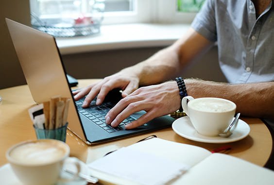 man working on laptop